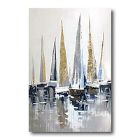 Oil Painting Hand Painted Canvas Abstract Comtemporary Modern High Quality Sailboats Seascape Art Deco (no frame) miniinthebox