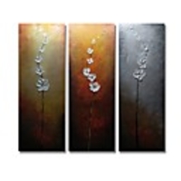 Oil Painting Hand Painted Floral / Botanical Comtemporary Modern Stretched Canvas / Three Panels With Stretched Frame