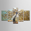 Oil Painting Hand Painted Floral / Botanical Modern Stretched Canvas / Five Panels With Stretched Frame