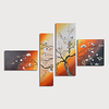 Oil Painting Hand Painted Floral / Botanical Modern Stretched Canvas / Four Panels With Stretched Frame