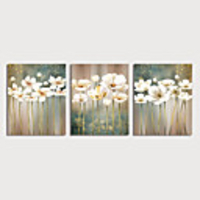 Oil Painting Hand Painted Floral / Botanical Modern Stretched Canvas / Three Panels With Stretched Frame