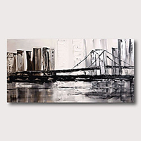 Oil Painting Hand Painted Horizontal Abstract Abstract Landscape Comtemporary Modern Stretched Canvas miniinthebox