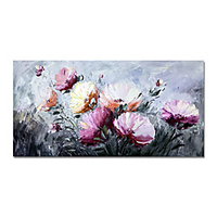 Oil Painting Hand Painted Horizontal Abstract Floral / Botanical Modern Stretched Canvas miniinthebox