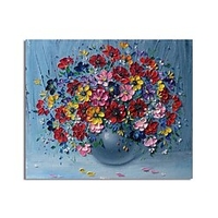 Oil Painting Hand Painted Horizontal Abstract Floral / Botanical Modern Stretched Canvas miniinthebox