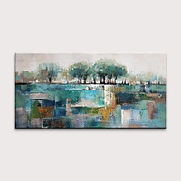 Oil Painting Hand Painted Horizontal Abstract Landscape Modern Rolled Canvas (No Frame)