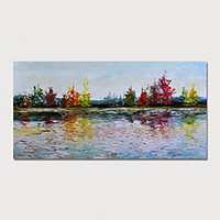 Oil Painting Hand Painted Horizontal Landscape Floral / Botanical Modern Stretched Canvas