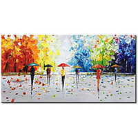 Oil Painting Hand Painted Horizontal Panoramic Abstract Modern Rolled Canvas (No Frame)