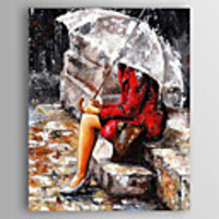 Oil Painting Hand Painted People Modern Stretched Canvas With Stretched Frame