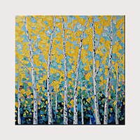 Oil Painting Hand Painted Square Abstract Landscape Modern Rolled Canvas (No Frame)