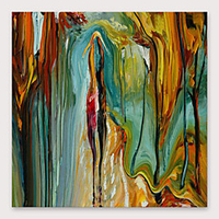 Oil Painting Hand Painted Square Abstract Modern Stretched Canvas