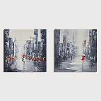Oil Painting Hand Painted Square Abstract Modern Stretched Canvas