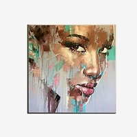 Oil Painting Hand Painted Square Abstract People Contemporary Modern Rolled Canvas (No Frame) miniinthebox