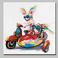 Oil Painting Hand Painted Square Animals Animals Simple Modern Stretched Canvas