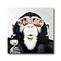 Oil Painting Hand Painted Square Animals Pop Art Modern Stretched Canvas miniinthebox
