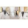Oil Painting Hand Painted Vertical Abstract Architecture Vintage Modern Rolled Canvas (No Frame) miniinthebox