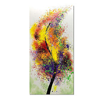 Oil Painting Hand Painted Vertical Abstract Floral / Botanical Modern Stretched Canvas