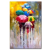 Oil Painting Hand Painted Vertical Abstract Landscape Comtemporary Modern Rolled Canvas (No Frame)