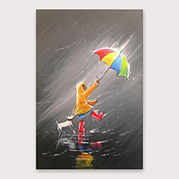 Oil Painting Hand Painted Vertical Abstract Modern Stretched Canvas miniinthebox
