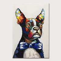 Oil Painting Hand Painted Vertical Animals Pop Art Modern Stretched Canvas