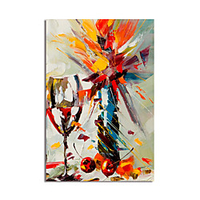 Oil Painting Handmade Hand Painted Wall Art Abstract Still Life Wine Glass Home Decoration Décor Stretched Frame Ready to Hang miniinthebox