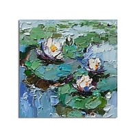 Oil Painting Handmade Hand Painted Wall Art Abstract Waterlilies Canvas Painting Home Decoration Decor Stretched Frame Ready to Hang miniinthebox
