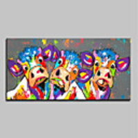Oil Painting Handmade Hand Painted Wall Art Home Decoration Décor Living Room Bedroom Animal Cattle Ox Cow Stretched Ready To Hang