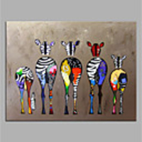 Oil Painting Handmade Hand Painted Wall Art Home Decoration Décor Living Room Bedroom Animal Colorful Zebra Rolled Canvas