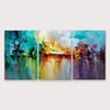 Oil Painting Paint Handmade Abstract Modern Stretched Canvas Three Panels Palette Knife With Stretched Frame