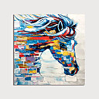 Oil Painting Painting Handmade Abstract Horse Canvas Art Modern Art with Stretcher Ready to Hang With Stretched Frame