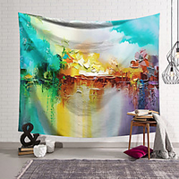 Oil Painting Style Wall Tapestry Art Deco Blanket Curtain Hanging Home Bedroom Living Room Dormitory Decoration Polyester Abstract Pattern
