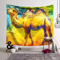 Oil Painting Style Wall Tapestry Art Decor Blanket Curtain Hanging Home Bedroom Living Room Decoration Polyester Animal Camel