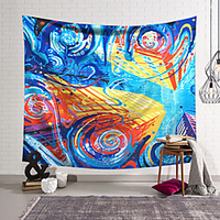 Oil Painting Style Wall Tapestry Art Decor Blanket Curtain Hanging Home Bedroom Living Room Decoration Polyester Hippie Abstract Pattern Psychedelic Mansion
