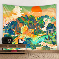 Oil Painting Style Wall Tapestry Wall Hanging Art Deco Blanket Curtain Hanging at Home Bedroom Living Room Decoration Dragon Tiger Mountain Painting miniinthebox