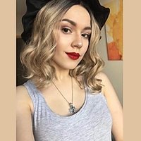Ombre Ash Brown Synthetic Wigs Middle Part Short Bob Synthetic Wavy Wig with Dark Roots Curly Wig Heat Resistant miniinthebox