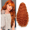 Ombre Long Hair Wigs for Women Ombre Brown Blonde Sytnthetic Natural Wavy Curly Wig with Fringe Cosplay Party or Daily Wear miniinthebox