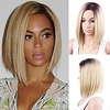 Ombre Synthetic Hair Wig Dark Roots Black Brown to Bleach Blonde Short Bobo Straight Fabulous Medium Part Full Wig Natural As Real Hair Party Costume Cosplay Wigs miniinthebox