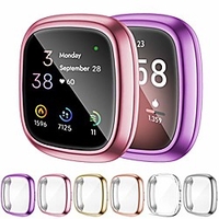 omee 6-pack sense screen protector case compatible with fitbit sense/fitbit versa 3,  soft tpu bumper full cover protective case,  for senseamp;versa 3 watch scratch-proof miniinthebox