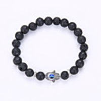 Onyx Natural Stone Black Lava Charm Bracelet Bead Bracelet Beaded Evil Eye Fashion Synthetic Gemstones Bracelet Jewelry Black Hamsa Hand For Party Gift