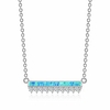 opal necklace white gold plated opal pendant necklace jewelry gifts for women gemstone necklaces (thin bar with cz-blue)