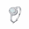 opalmaster 925 sterling silver white created opal oval rings gold plated dainty engagement rings for women,  size 7