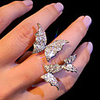 Open Cuff Ring AAA Cubic Zirconia Geometrical Silver Brass Wings Trendy Korean 1pc 6 8 10 / Women