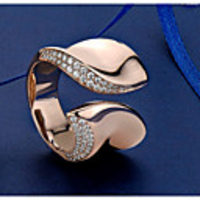 Open Cuff Ring AAA Cubic Zirconia Mismatched Rose Gold Brass Floral Theme Statement 1pc 6 7 8 9 10 / Women