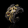 Open Cuff Ring AAA Cubic Zirconia Two Stone Black Brass Floral Theme Unique Design Vintage European 1pc 6 8 10 / Couple