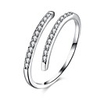 Open Cuff Ring Cubic Zirconia Silver S925 Sterling Silver Ladies Fashion Adjustable / Women