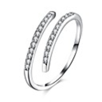 Open Cuff Ring Cubic Zirconia Silver S925 Sterling Silver Ladies Fashion Adjustable / Women