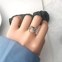 Open Cuff Ring Double Layered Silver Alloy Trendy 1pc Adjustable / Women