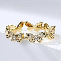 Open Cuff Ring Gold Silver Rhinestone Alloy Butterfly Trendy 1pc Adjustable / Women