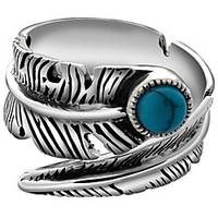 Open Cuff Ring Retro Silver Silver-Plated Feather Vintage 1pc Adjustable