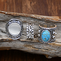 Open Cuff Ring Stone Black Blue Purple Alloy Simple Vintage Classic 3pcs One Size / Women