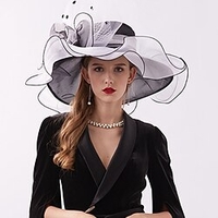 Organza / Feathers Kentucky Derby Hat / Fascinators / Headdress with Feather / Flower / Tiered 1 PC Wedding / Outdoor / Horse Race Headpiece miniinthebox